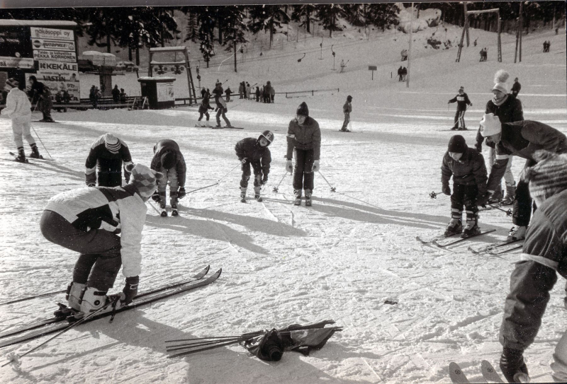 Lasketteluleiri Laajavuorella 1990-luvun alussa. Kuva: VAU ry:n arkisto.