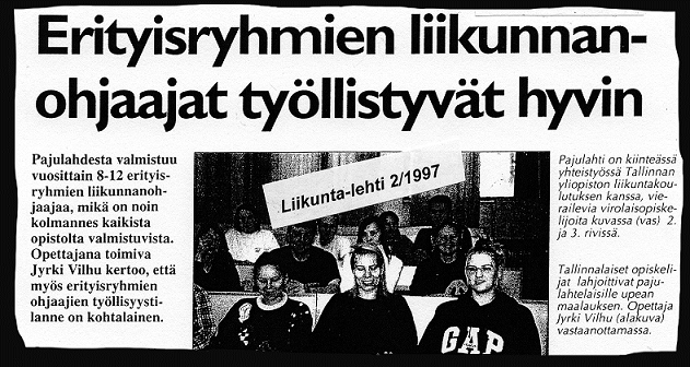 Lehtileike, Liikunta-lehti 2/1997: Erityisryhmien liikunnan ohjaajat työllistyvät hyvin.