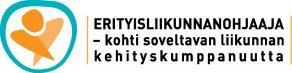 "Erityisliikunnanohjaaja – Kohti soveltavan liikunnan kehityskumppanuutta" -hankkeen logo vaakana ja tekstillä.